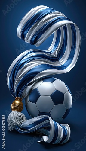 Uruguay flag ribbon with soccer ball at the end