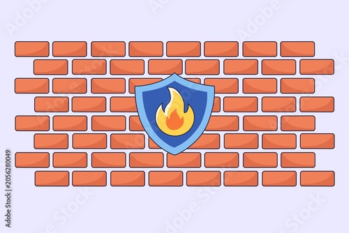 Vector illustration of a firewall shield representing cyber security