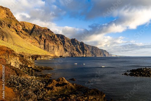 Los Gigantes cliffs glowing at golden hour from Punta de Teno, Tenerife