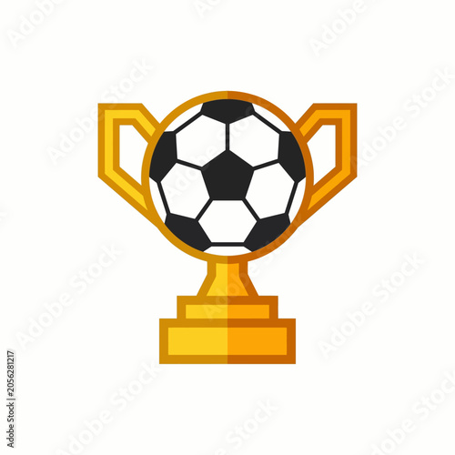 Golden trophy cup with soccer ball on top for sports award ceremony