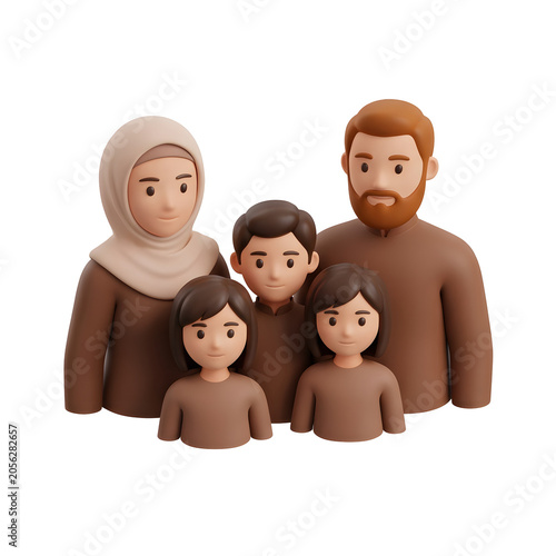 3D Family Portrait in Claymation Style