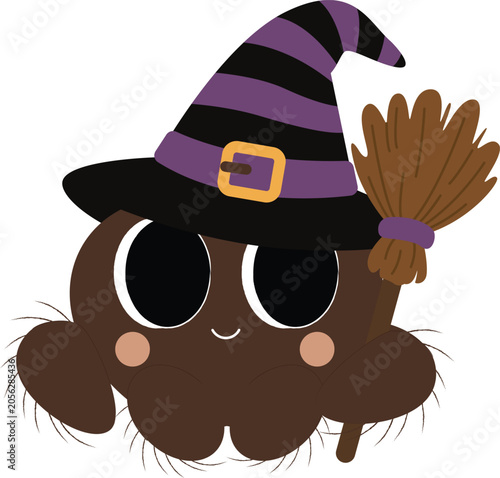 Cute Spider Wearing Witch Hat
