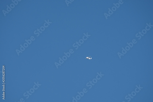 Tablou pe pânză white aircraft in flight for a parachute drop, blue sky