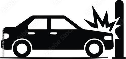Bild auf Leinwand Car crash into pole accident damage illustration