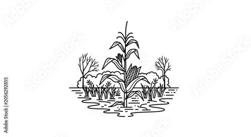 Tableau sur toile Black and white palm trees standing.