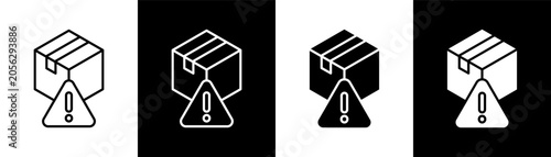 Fotografie Warning white and black icon set design