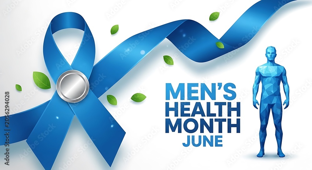 Fototapeta premium Men's health month june 2026 blue ribbon awareness