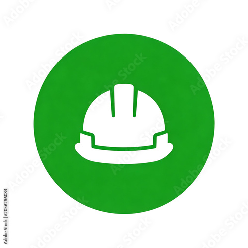 Industrial Safety Construction Hard Hat Icon in a Green Circle for Engineering and Site Management