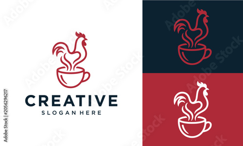 Photos Rooster Coffee Logo Design Vector Illustration for Morning Cafe Branding Concept