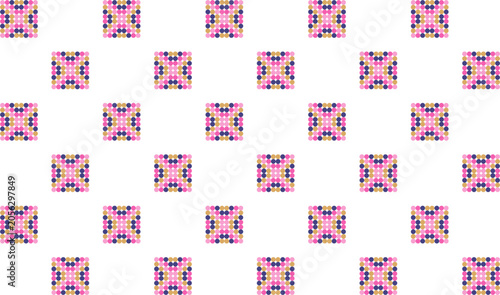 pink polka dots in X cross sqaure grid pattern design for fabric printing as repeat pattern, pink circle