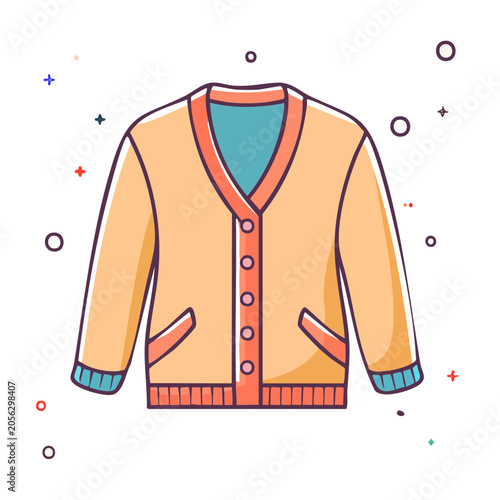 Flat design vector of orange sweater with blue collar