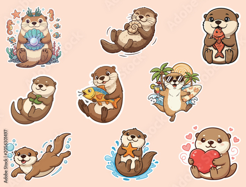 Photography CARTOON OTTER STICKER EPS