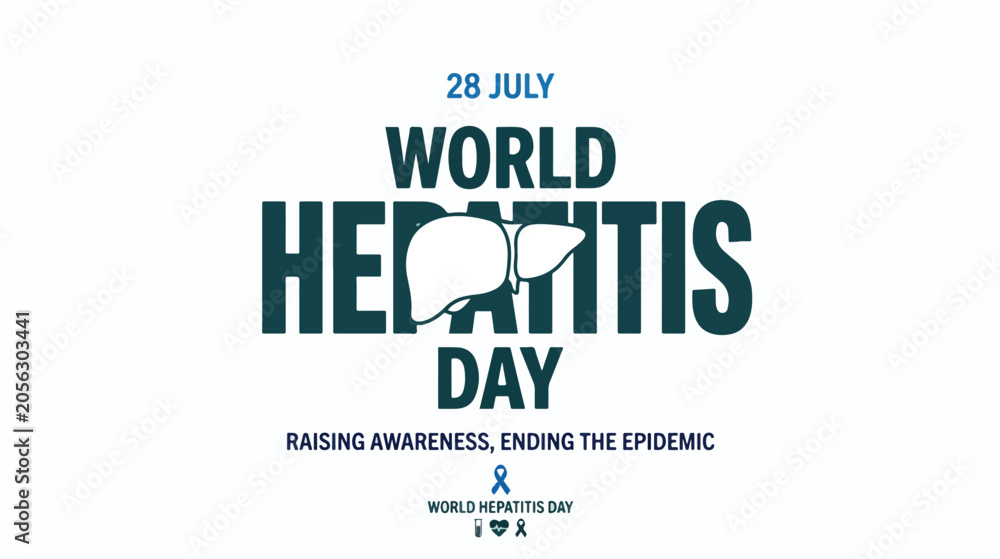 Fototapeta premium World Hepatitis Day awareness campaign with a bold design on a white background