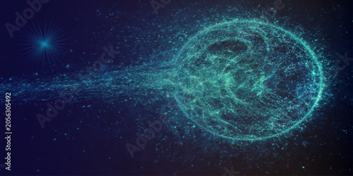 Abstract digital energy orb with glowing particles abstract particles technology futuristic universe connection illustration radiation innovation creative background particle.