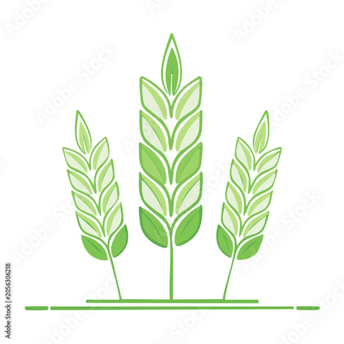 Three green flat design plants vector