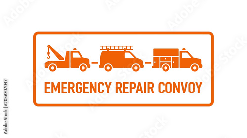 Emergency Repair Convoy: Tow Truck, Service Van, and Fire Truck Icons