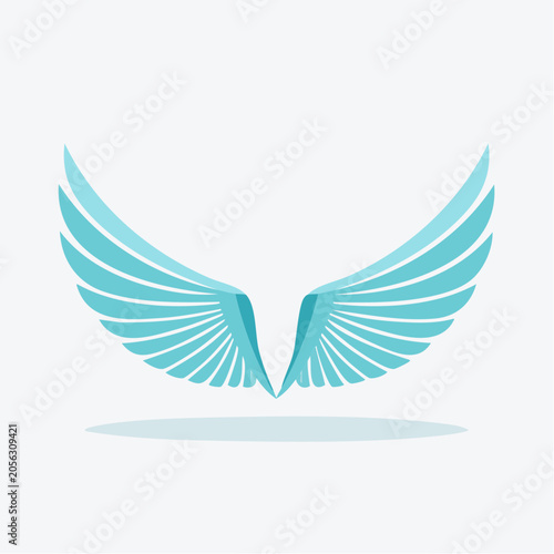 Stylized Blue Angel Wings Logo