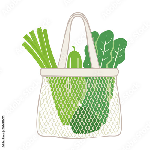 Eco-friendly shopping bag with green leaves design