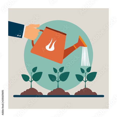 Flat design cactus in pot with sun