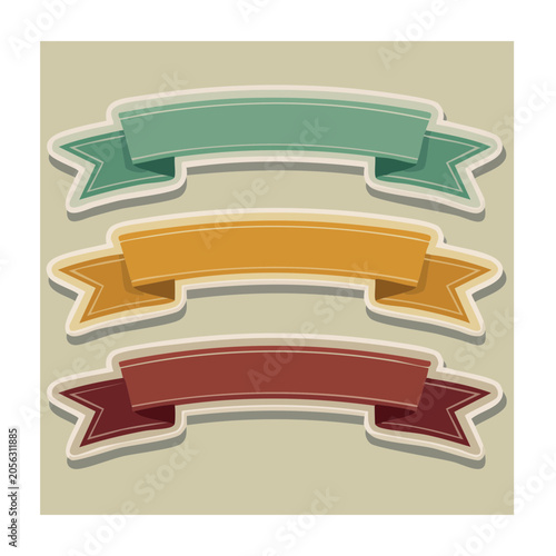 Flat design striped ribbon vector