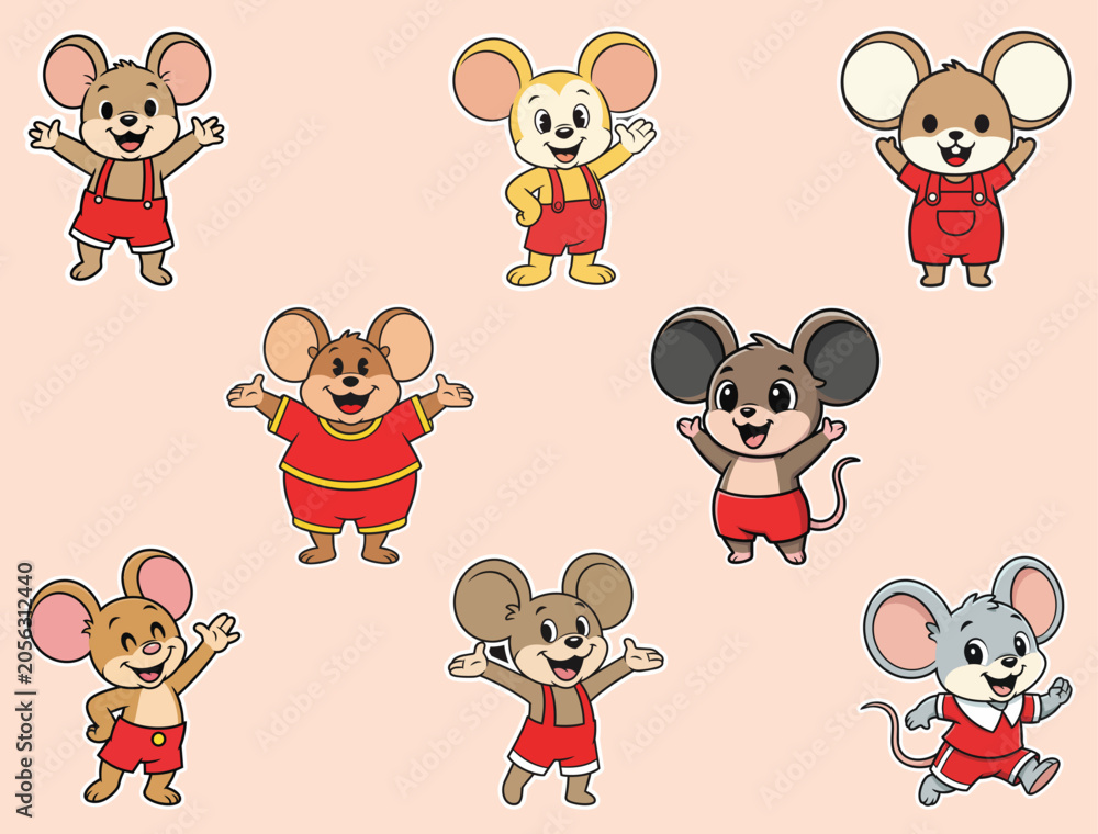 Obraz premium CUTE MOUSE CHARACTER STICKER