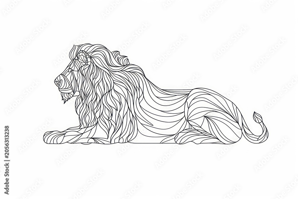 Fototapeta premium Lion drawing sketch animal.