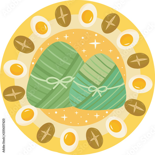 Dragon Boat Festival Zongzi and Salted Eggs Illustration