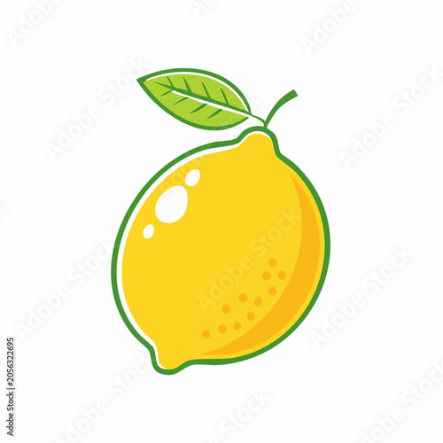 Stylized Lemon with Green Leaf Icon