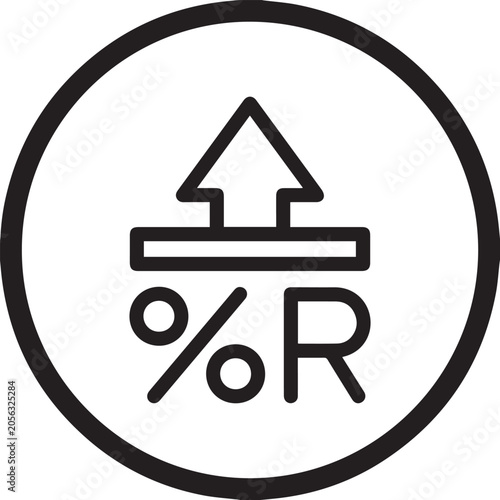 Professional Flat Vector Icon Depicting Capitalization Rate Percentage Metric for Real Estate Investment Analysis, Property Valuation, Commercial Real Estate, Financial Modeling, ROI