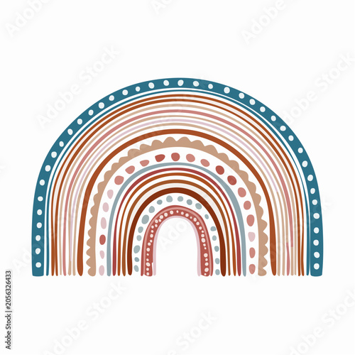 Boho Rainbow Illustration with Earthy Tones