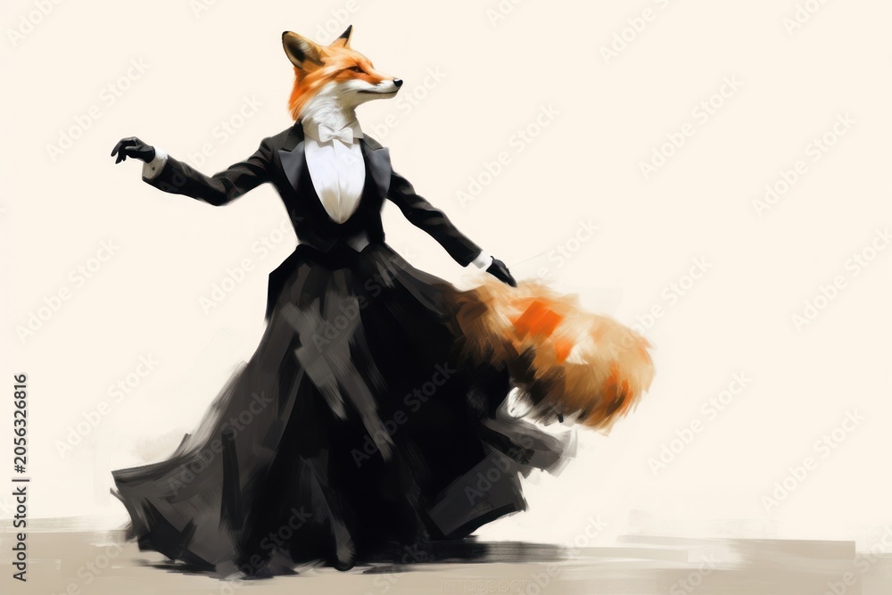 Fototapeta premium Happy smiling Fox dance fox animal mammal.