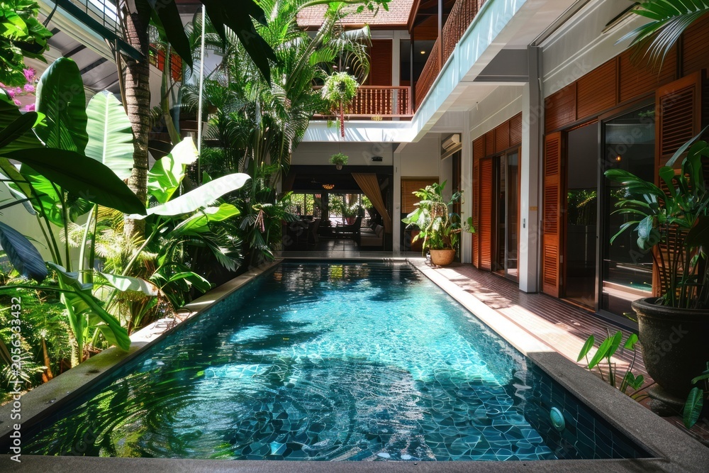 Obraz premium A tropical tradition large home in Bangkok plant architecture outdoors.