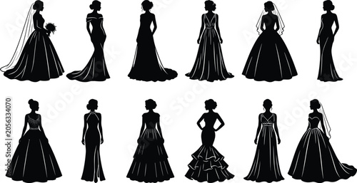 Photos Bridal Gown Silhouette Collection Featuring Elegant Brides Wedding Dresses Veils