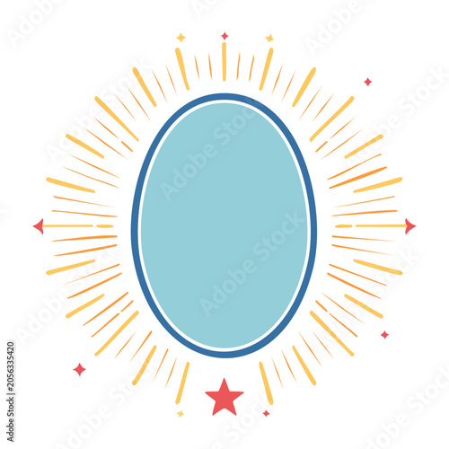 Flat design sun with rays and star