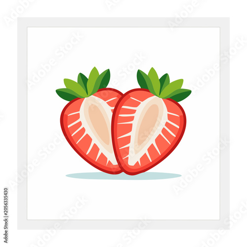 Red heart with green leaves isolated