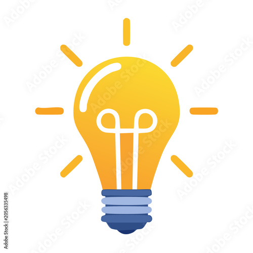 Yellow lightbulb icon flat design