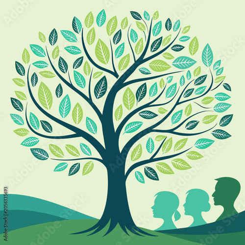 Family tree showing parents and children silhouettes.