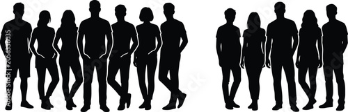 Photos Diverse people silhouette collection featuring standing men and women group char
