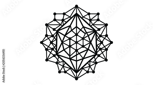 Abstract Geometric Starburst Pattern, Intricate Radial Design, Black and White