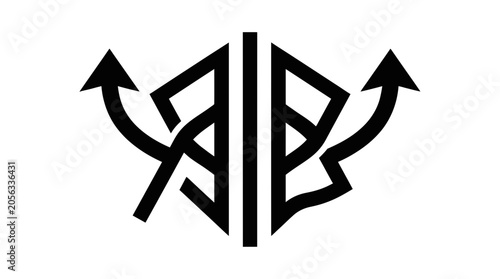 Abstract Geometric Symbol with Arrows, Symmetry, Modern Design