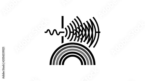 Bild auf Leinwand Abstract wave propagation through a prism or diffraction grating