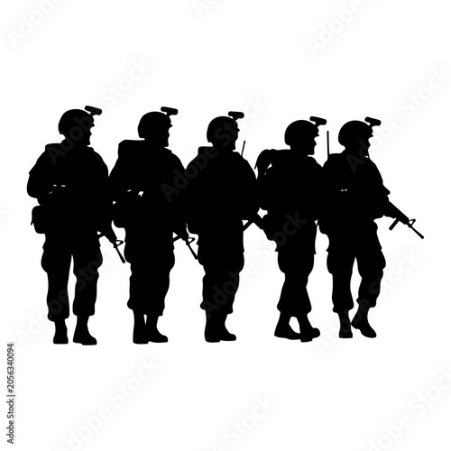Foto Silhouette of a Special Forces Team Standing Ready.