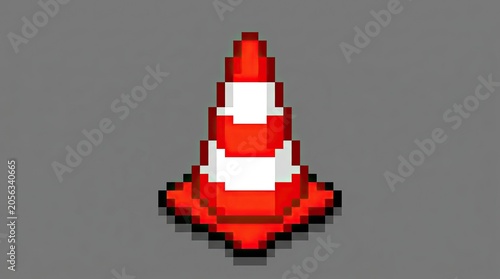 Pixel art illustration of a red traffic cone.