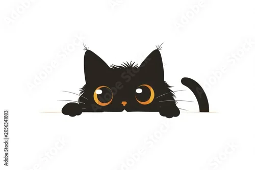 Obraz Black kitten peeking cat kangaroo wallaby.