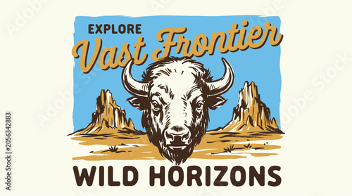 Fotografía Vast frontier adventure vintage print design for tshirt