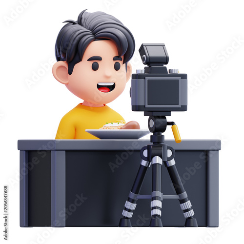 Food reviewer recording video