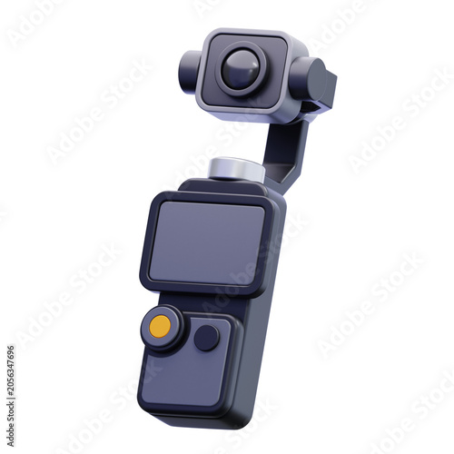 Handheld Digital Video Camera Recording Device with Flip Screen Isolated on Transparent Background