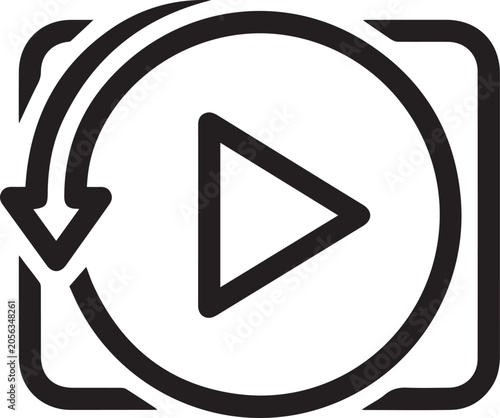 Obraz na płótnie Premium Video Walkthrough Play Icon - Modern Minimalist Symbol for Interactive T