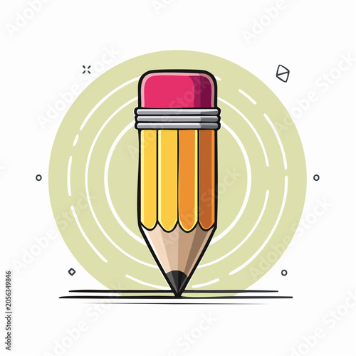 Cartoon Pencil with Eraser Drawing a Line