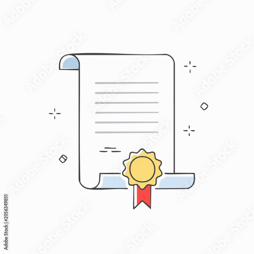 Certificate with Seal and Ribbon Icon